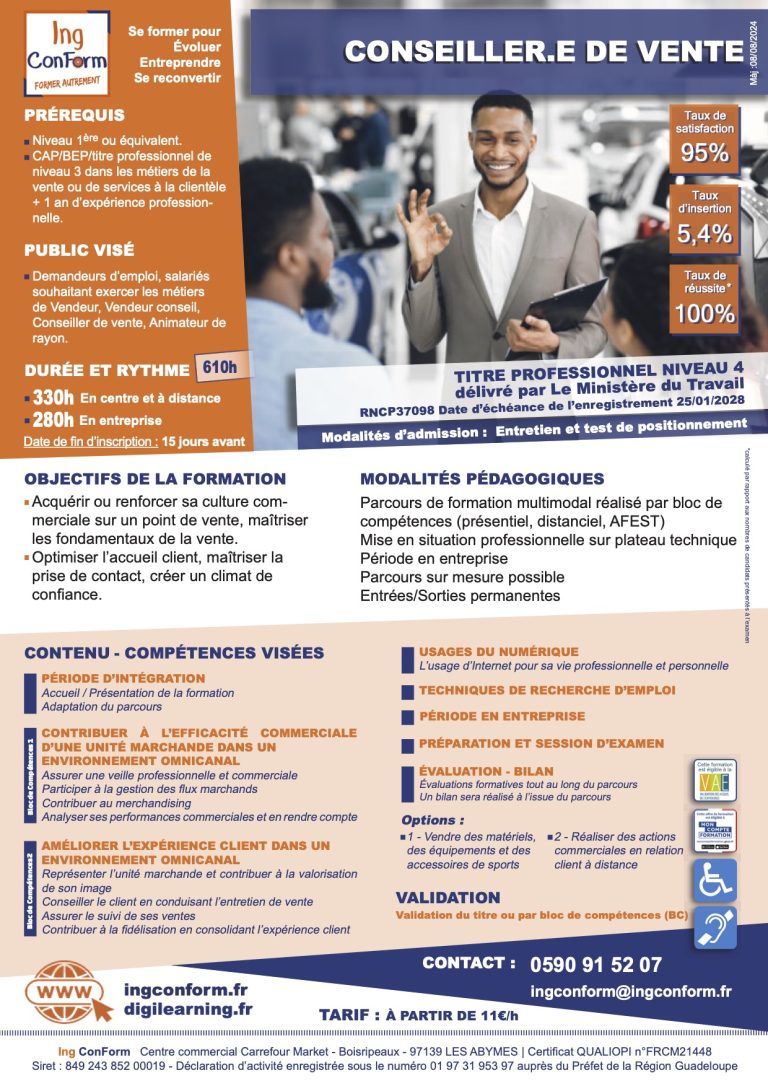 Conseiller de vente - Fiche technique