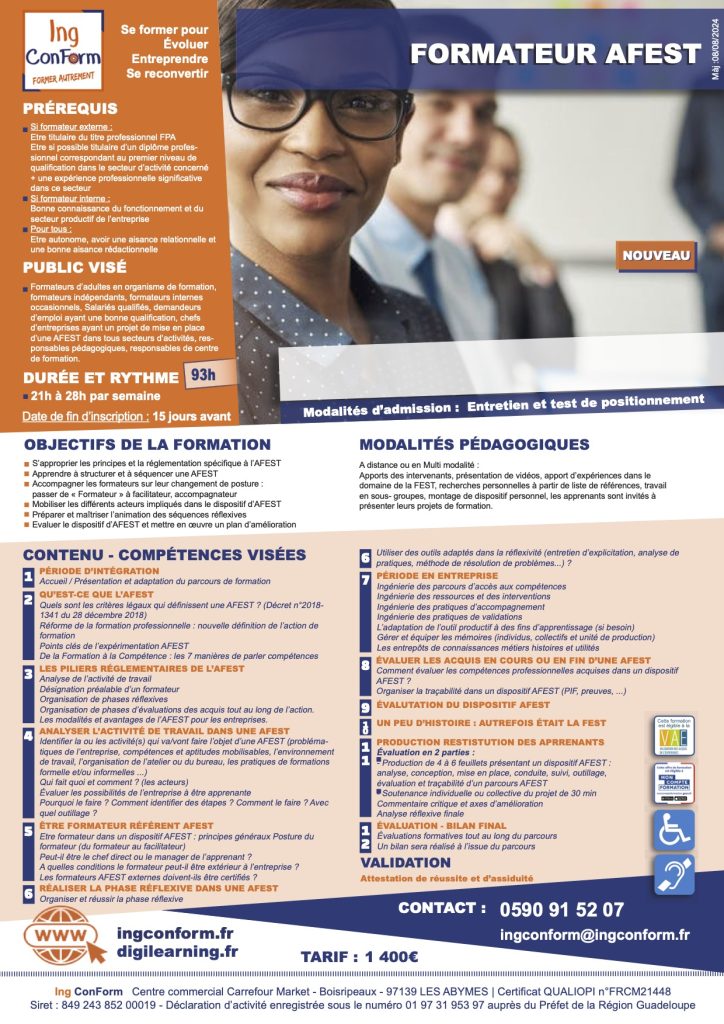 Formateur AFEST - Fiche technique