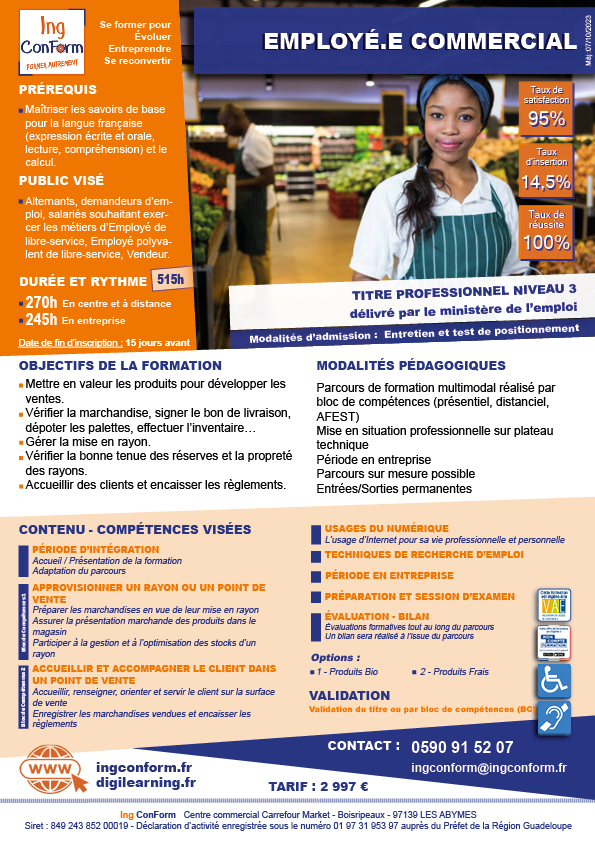 Employé Commercial - Formation Guadeloupe