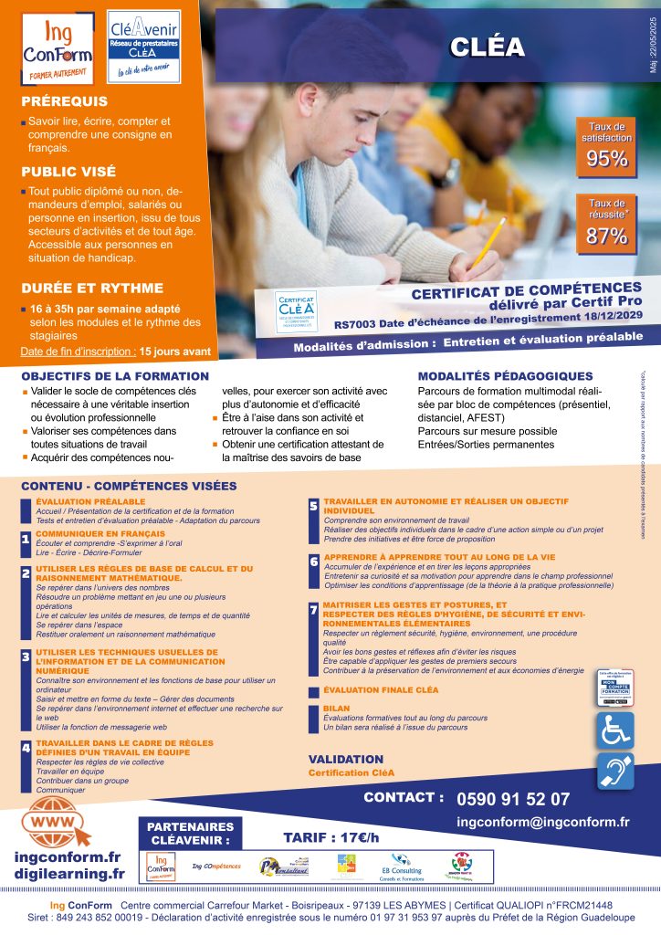 Fiche technique CléA Socle