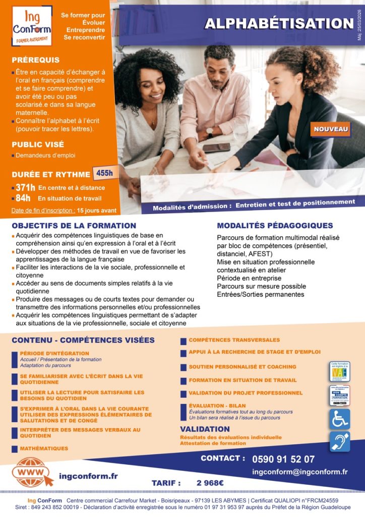 Formation Alphabétisation Guadeloupe