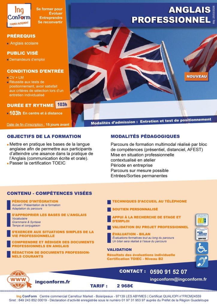 Formation Anglais professionnel Guadeloupe
