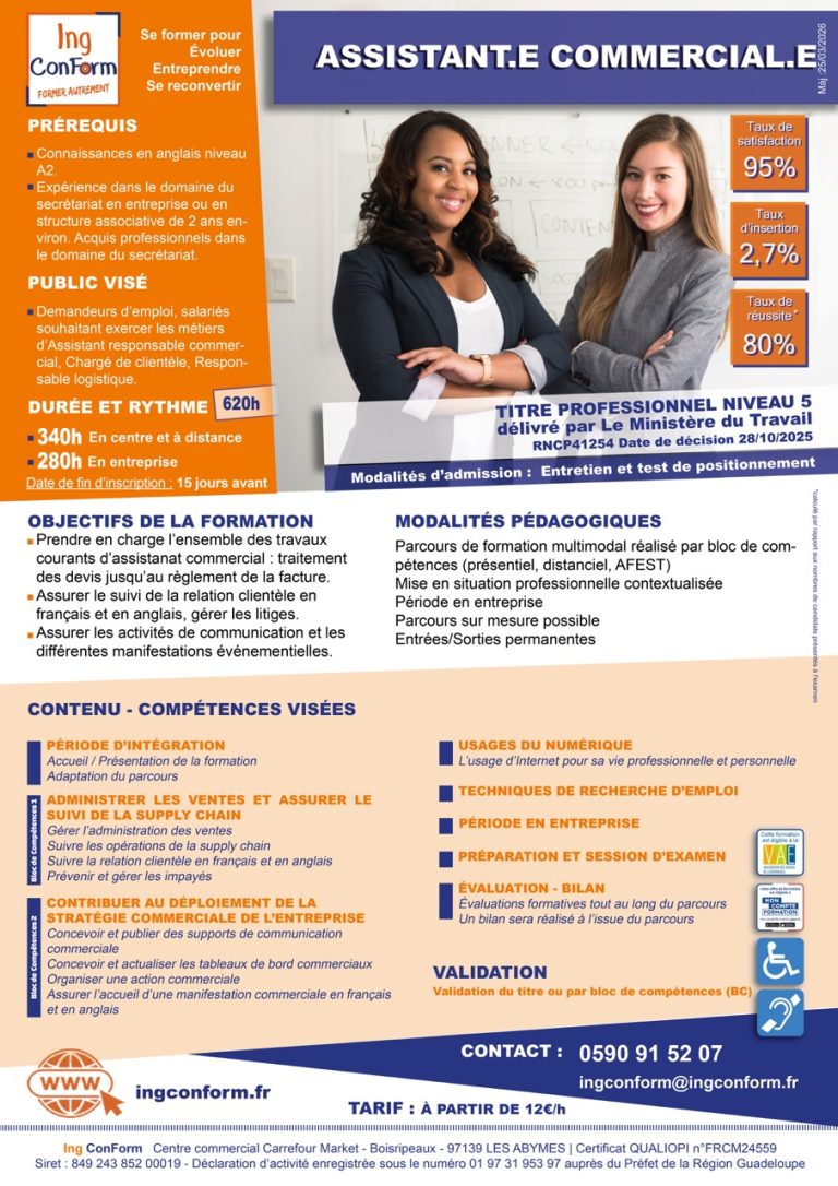 Formation Assistant Commercial Guadeloupe