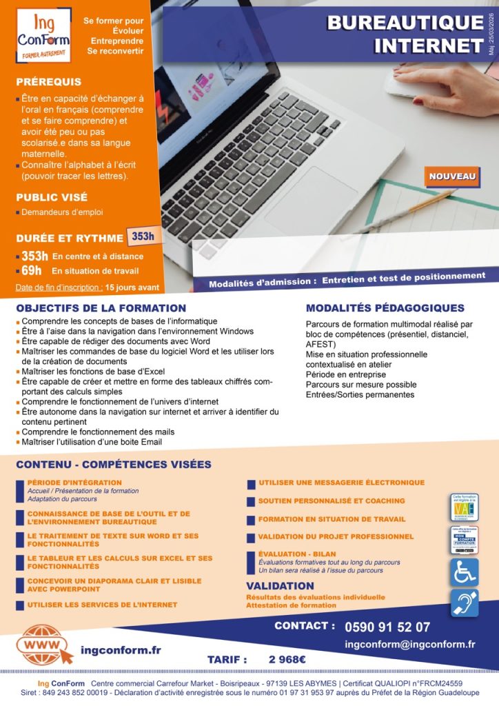 Formation Bureautique Internet Guadeloupe