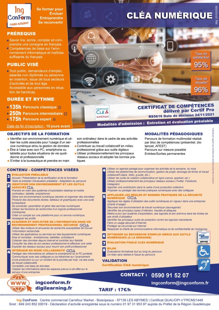 Formation CléA Numérique Guadeloupe