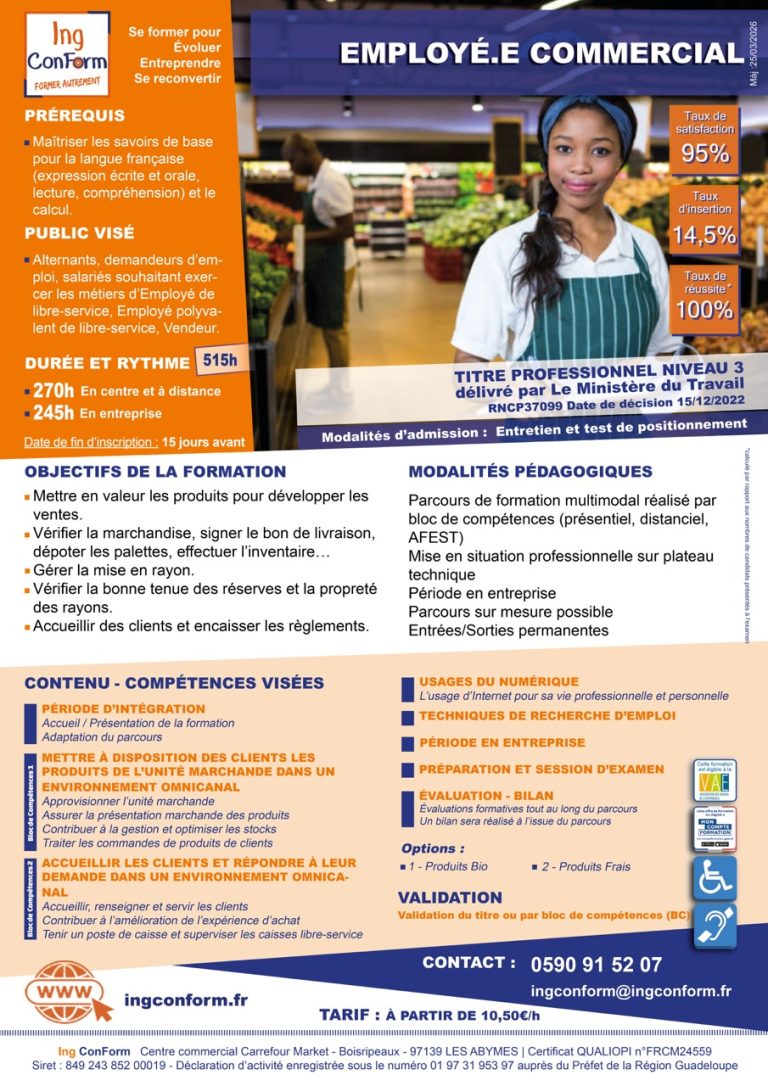 Formation Employé Commercial Guadeloupe