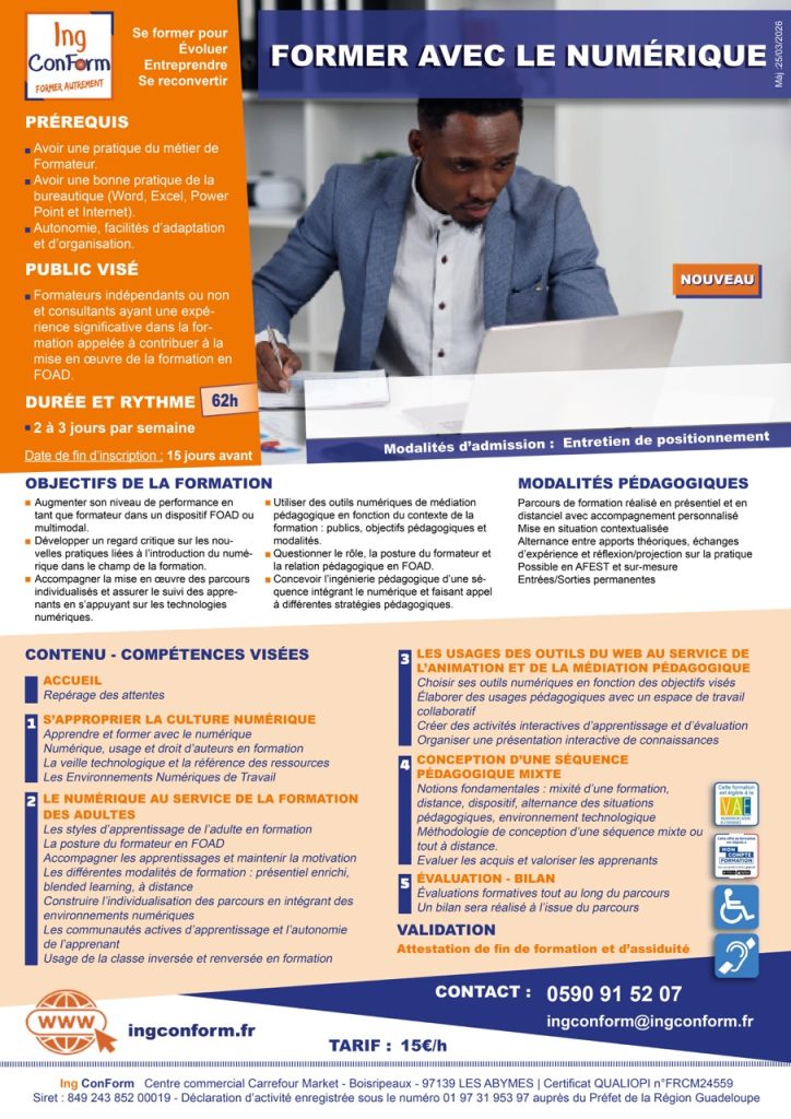 Formation Former avec le numérique Guadeloupe