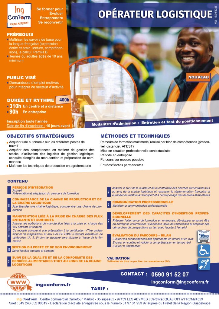 Formation Opérateur Logistique Guadeloupe