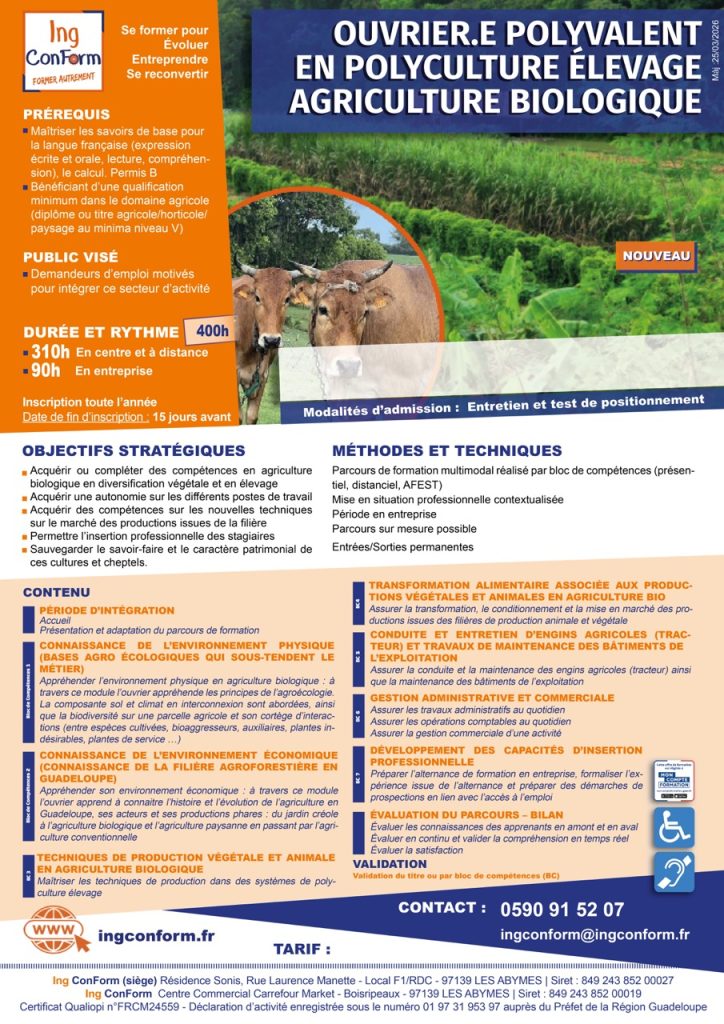 Formation Polyculture Élevage Agriculture Bio en Guadeloupe