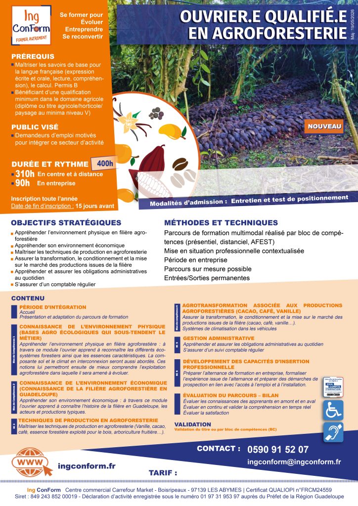 Formation Ouvrier Qualifié en Agroforesterie Guadeloupe