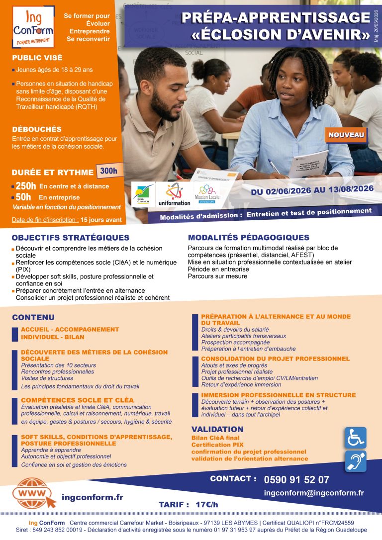 Prépa Apprentissage Éclosion d'Avenir Guadeloupe
