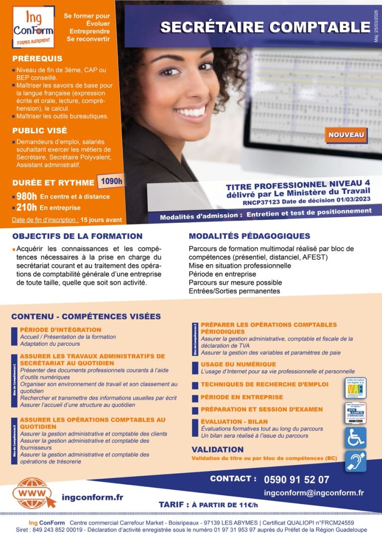 Formation Secrétaire comptable Guadeloupe