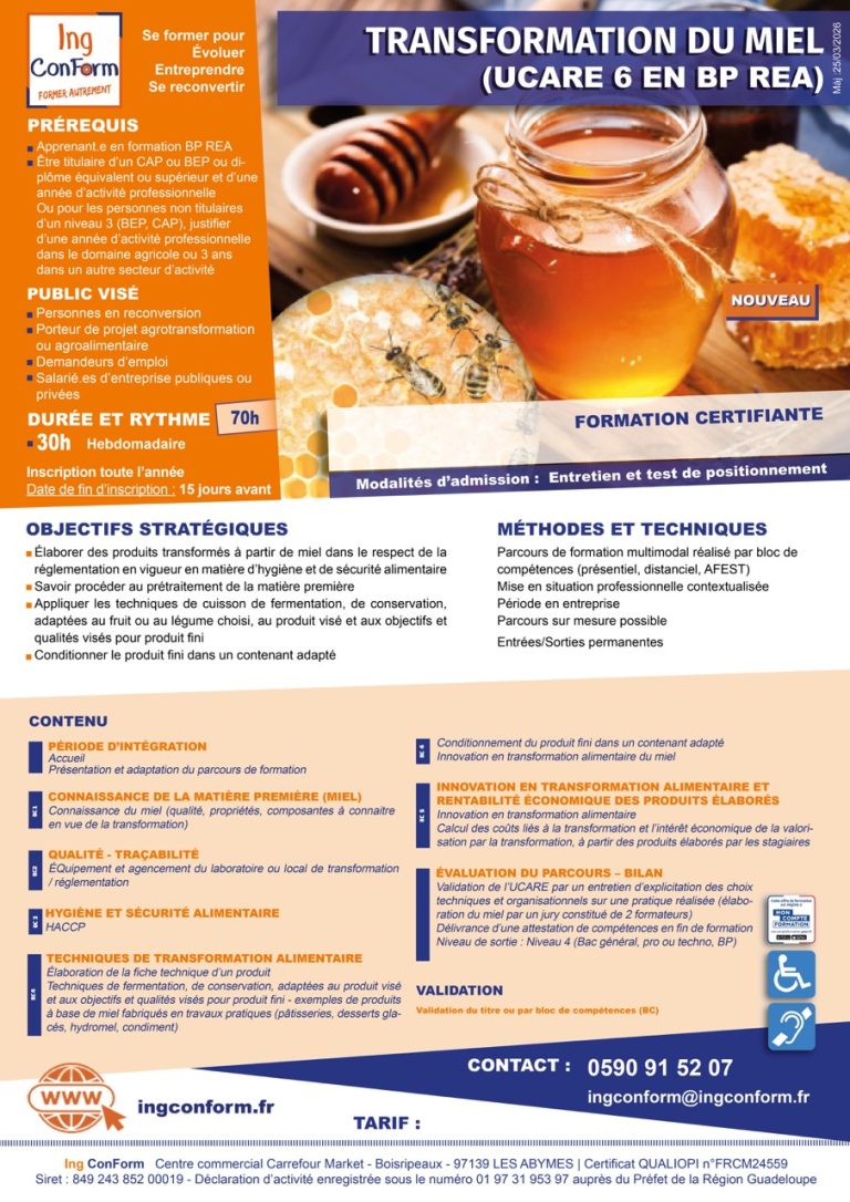 Formation Transformation du Miel Guadeloupe