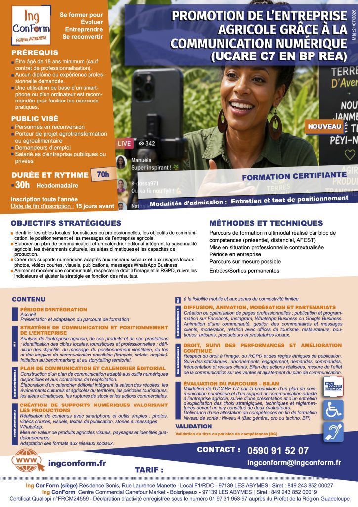 Formation Promotion d'Entreprise Agricole grâce à la communication numérique