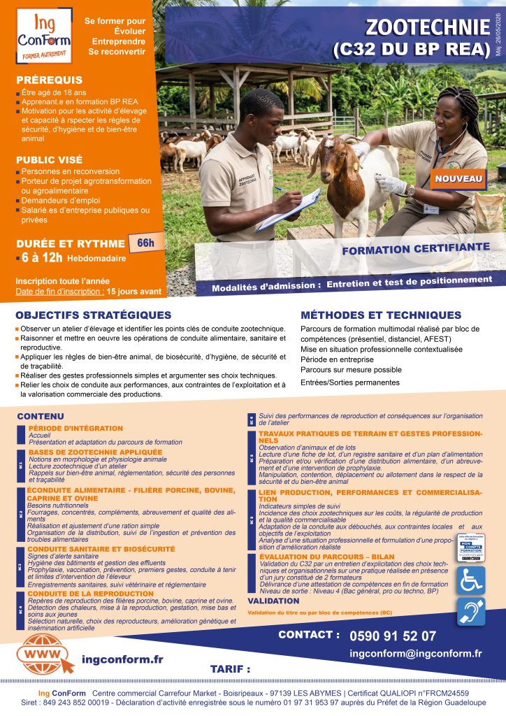 Formation Zootechnie Guadeloupe